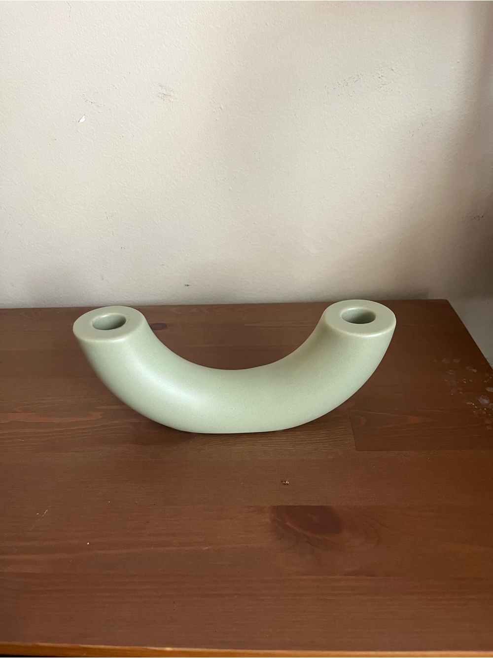 Modern Curved Double Candle Holder in Sage